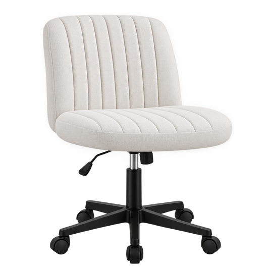 Premium Ivory Upholstered Swivel Office Chair