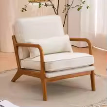 Premium Beige Wooden Accent Chair
